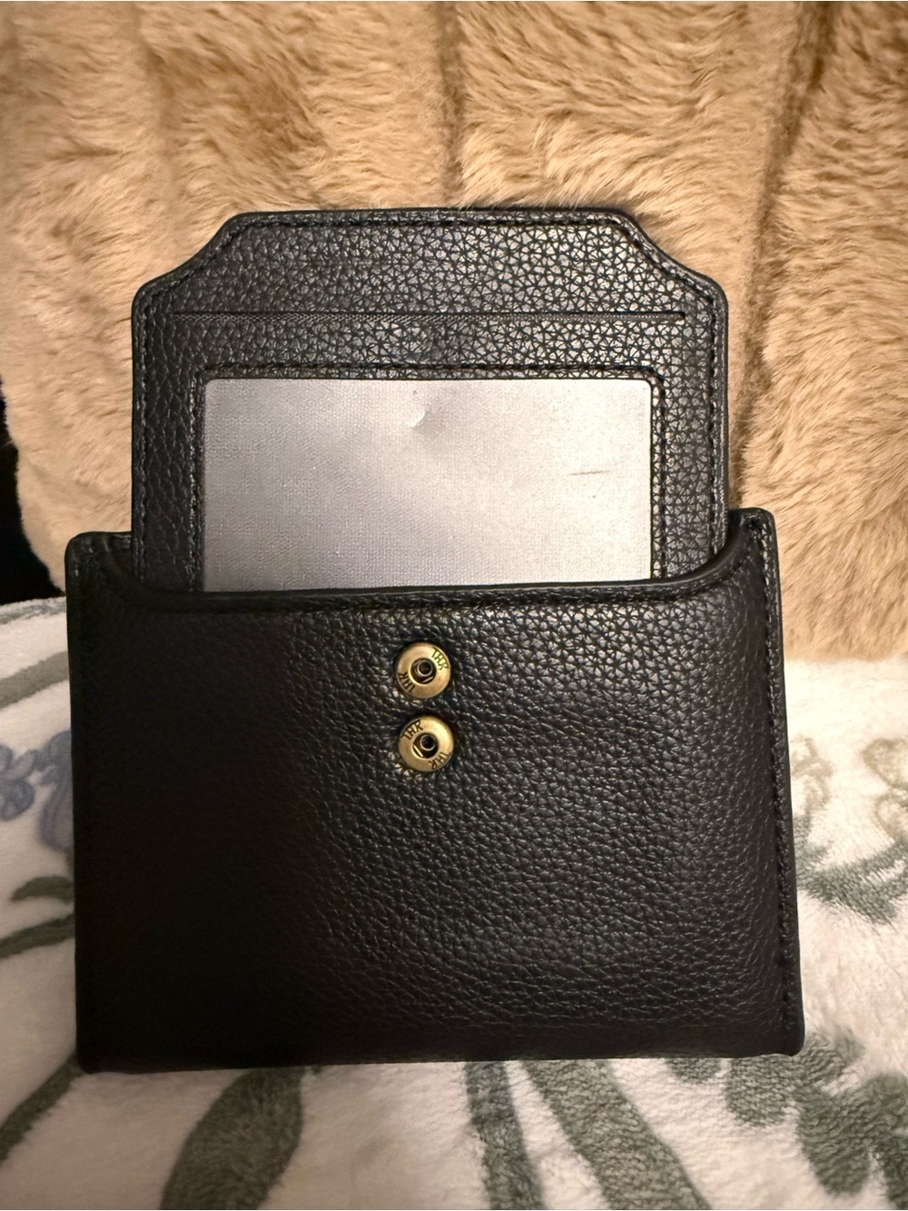 Classic Black Pebbled faux leather Wallet with removable card case - Picture 4 of 4